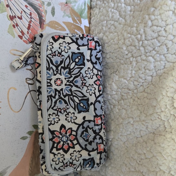 Vera Bradley Floral Wristlet - Blue, Pink, Black, removable strap - Picture 4 of 12